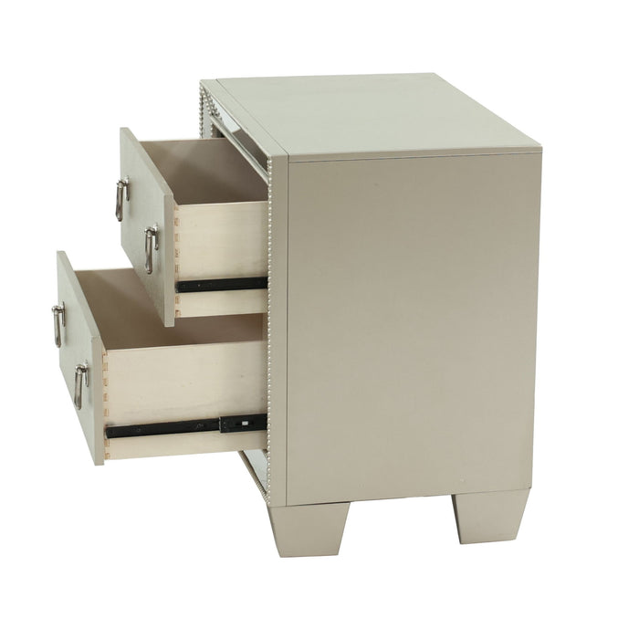 Nightstand With 2 Drawers And Mirror Accent - Silver