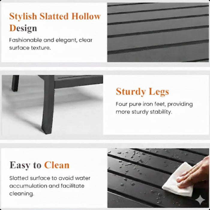 Square 2 Tier All-Weather Outdoor Side Table With Slatted Top