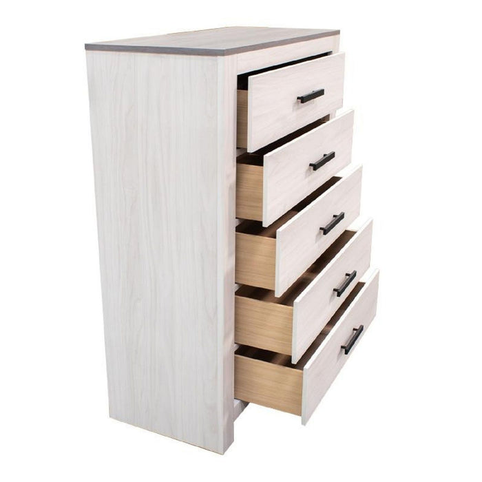 1 Piece Chest 2 Tone Sleek Bar Bedroom Furniture - White