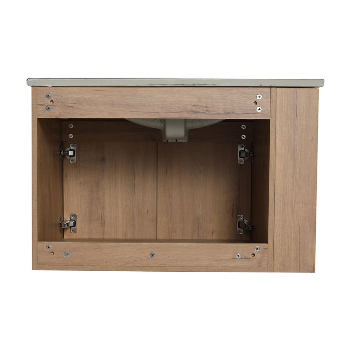 Wall Mounted Bathroom Vanity With Basin And Adjustable Open Shelf