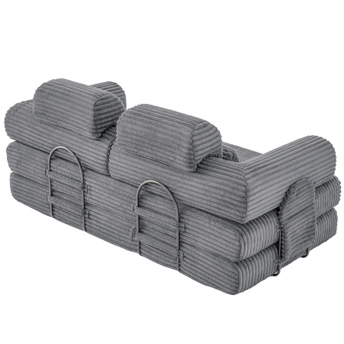Convertible Sleeper Sofa With & Side Storage Pocket, Foldable Upholstered Couch For Living Room