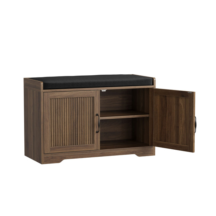 Entryway Shoe Bench With Double Doors