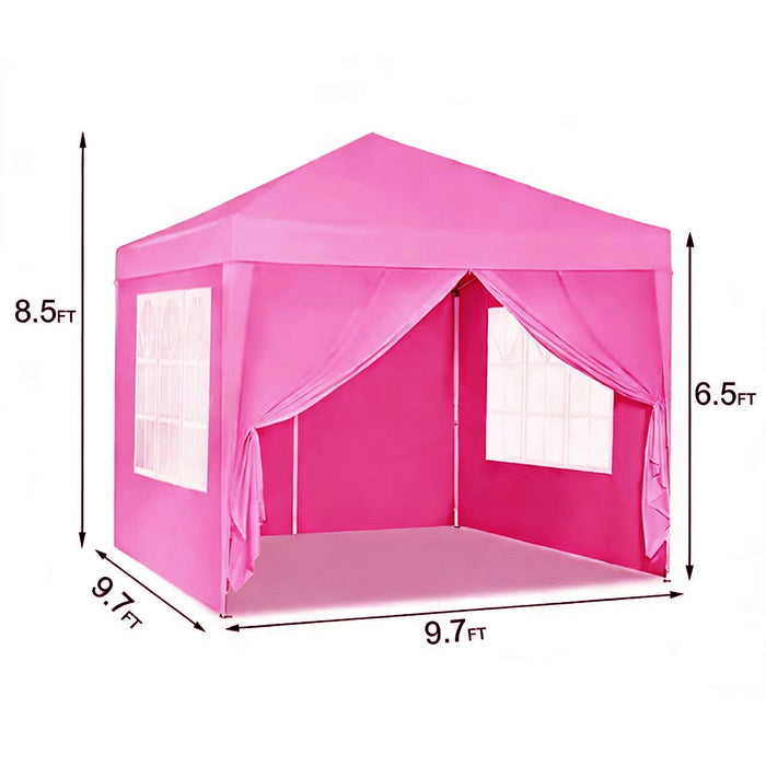 10'X10' Folding Canopy With 4 Removable Sidewalls Outdoor Event Shelter UPF 50+ Gazebo Portable Tents For Parties Beach Camping Wedding Ez Pop Up Canopy 4 Pieces Weight Bag + Carry Bag