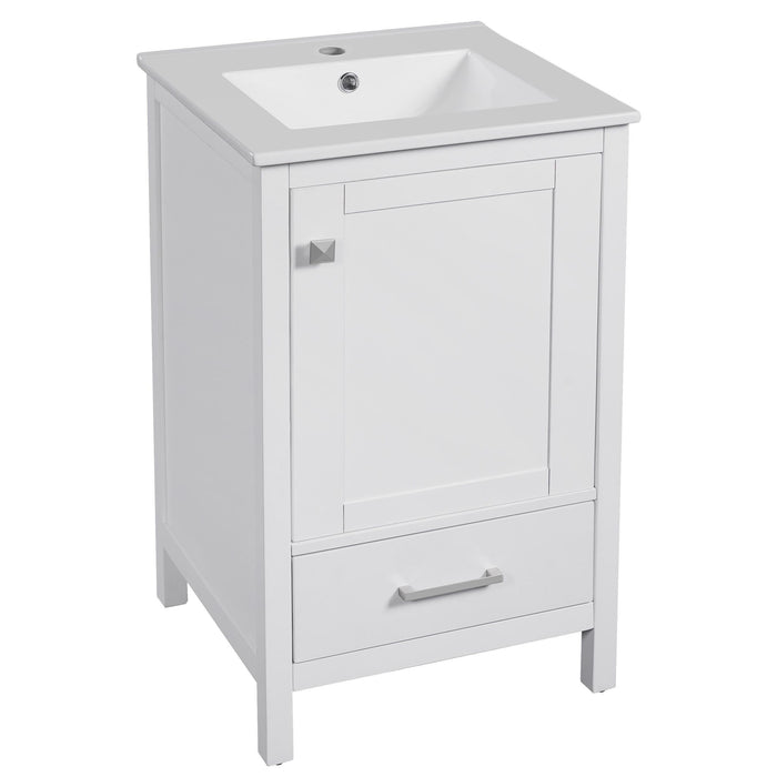 Bathroom Vanity With Ceramic Sink, Soft Close Drawers, Door Organizer, Divider Drawer, Adjustable Foot Pads
