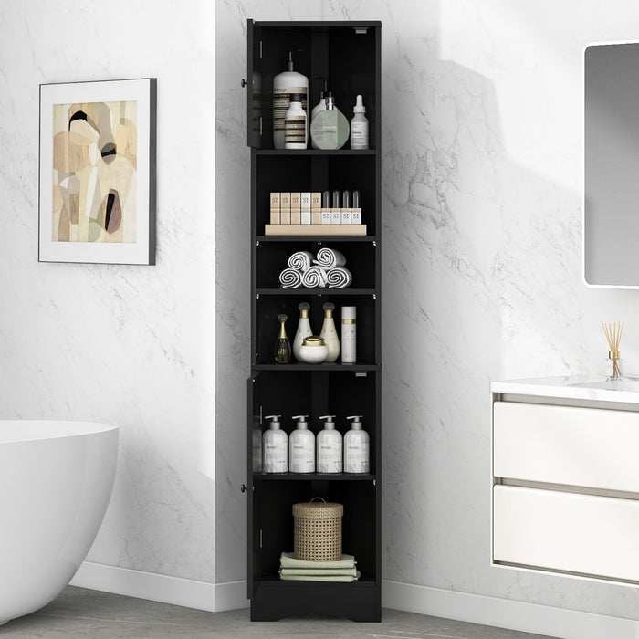 Multi Functional Corner Cabinet With Adjustable Shelves And 2 Doors