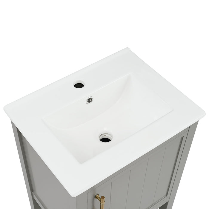 Modern Bathroom Vanity With Sink, Soft-Closing Door And Open Shelf