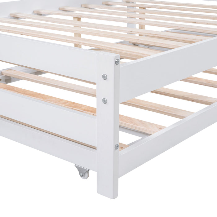 Platform Bed With Adjustable Trundle