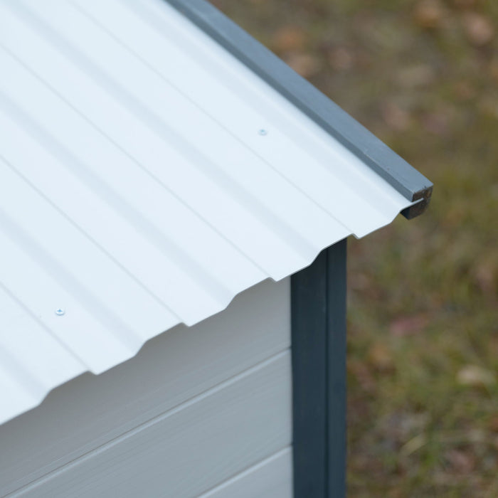Modern Design Outdoor Dog House With Food Bowl And Wheels Pine - Gray / White