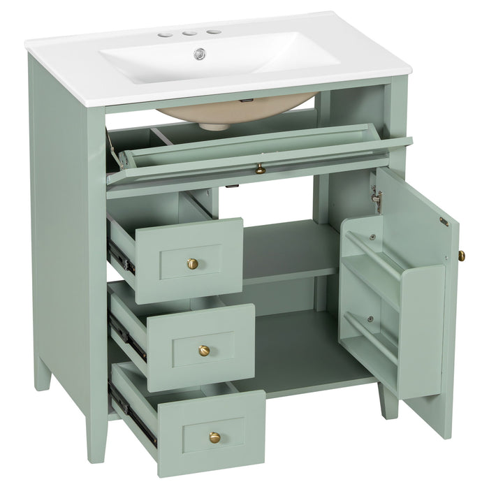 Bathroom Vanity With Sink, 3 Drawers And Adjustable Shelf, Freestanding Storage Unit