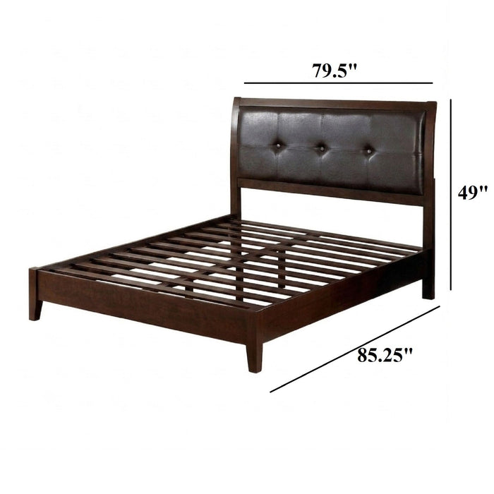 Eastern King Bed With Button Tufted Headboard - Brown