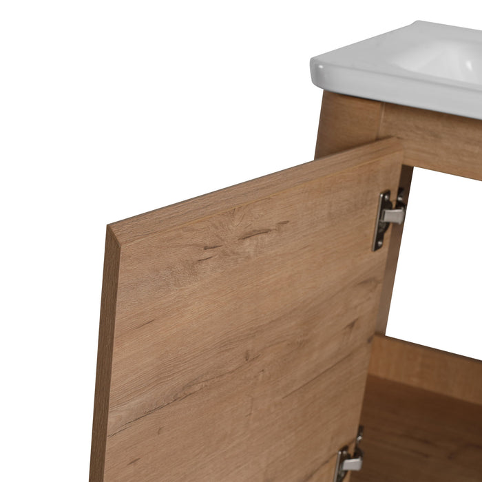 Wall Mounted Bathroom Vanity With Sink And Storage Shelves, Soft Close Doors
