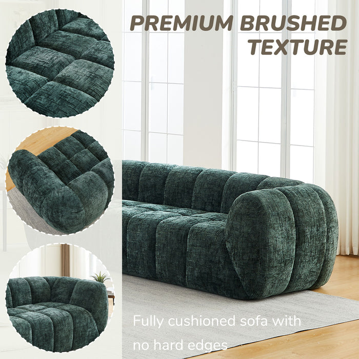 Quilted Cloud Sofa With Rounded Armrests And Piano Key Backrest Design