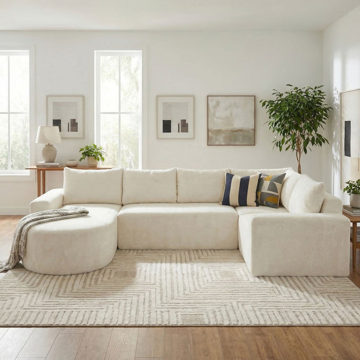 Modular Cloud Sectional Sofa Set, U-Shaped Upholstered Couch With Deep Seat