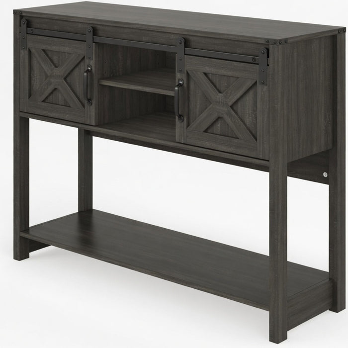 Farmhouse Entryway Table With Sliding Barn Door