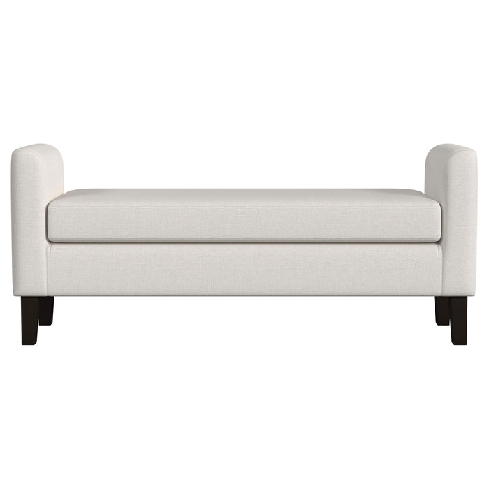 Hollis - Upholstered Accent Bench With Armrests Seating - Vanilla White