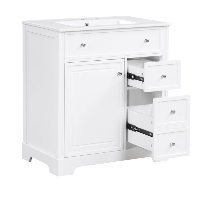 Bathroom Vanity With Sink Top, Cabinet With Door And 2 Drawers - White