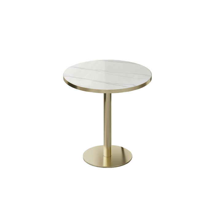 Round Bistro Table - Gold / White