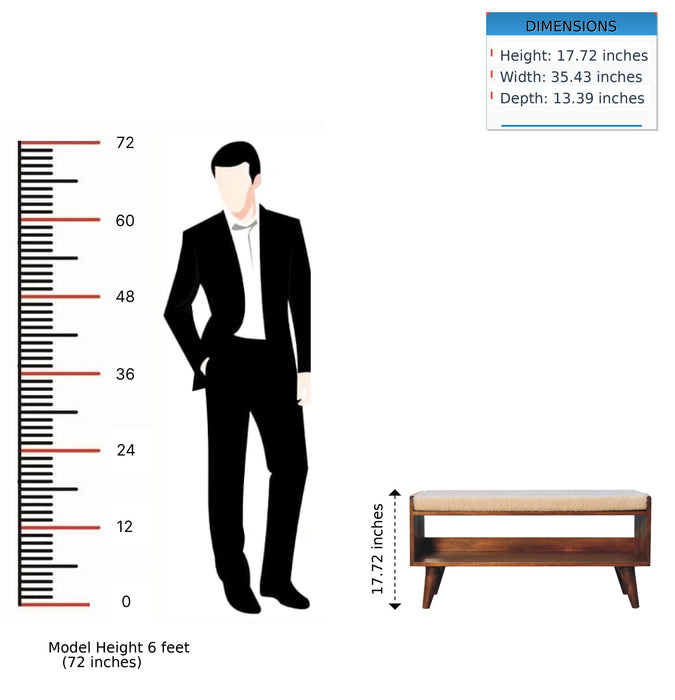 Solid Wood Bench With Upholstered Sea