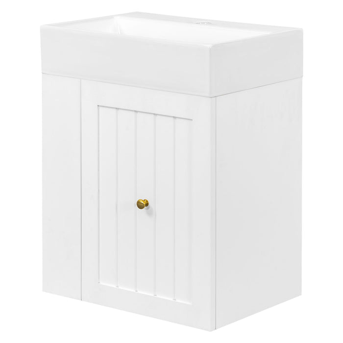 Modern Bathroom Vanity With Sink, Storage Cabinet, Drawer & Side Shelf