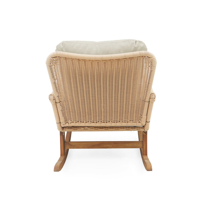 Contemporary Minimalist Wicker Rocking Chair With Soft Polyester Cushions