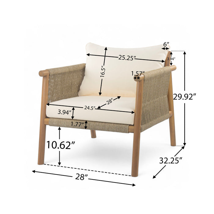 Modern Outdoor Woven Lounge Chair With Solid Frame And Cushions