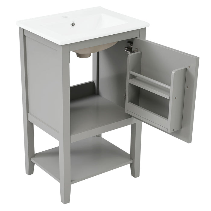 Modern Bathroom Vanity With Sink, Soft-Closing Door And Open Shelf