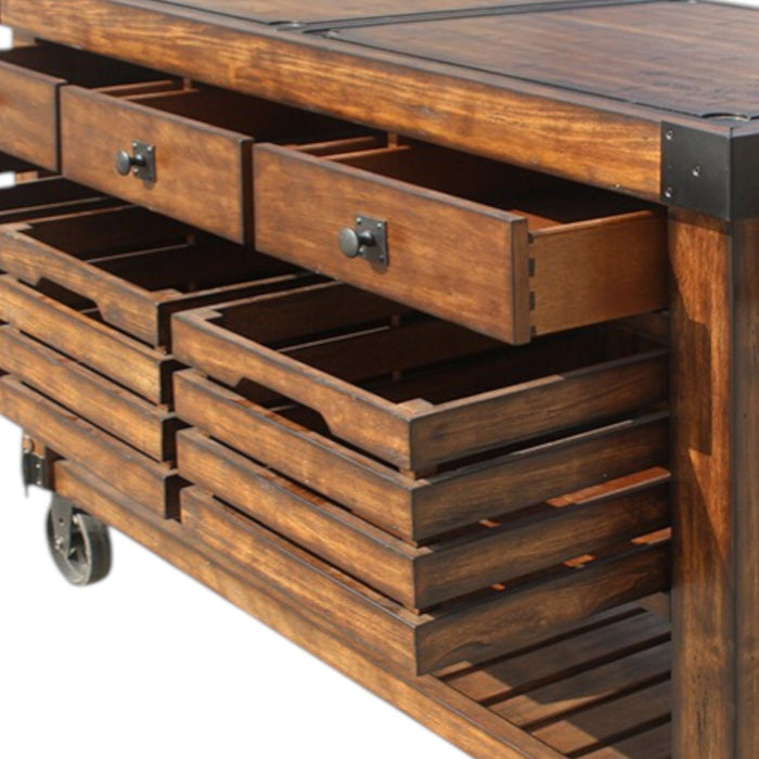 Kaif - Distressed Chestnut Kitchen Cart - Chestnut