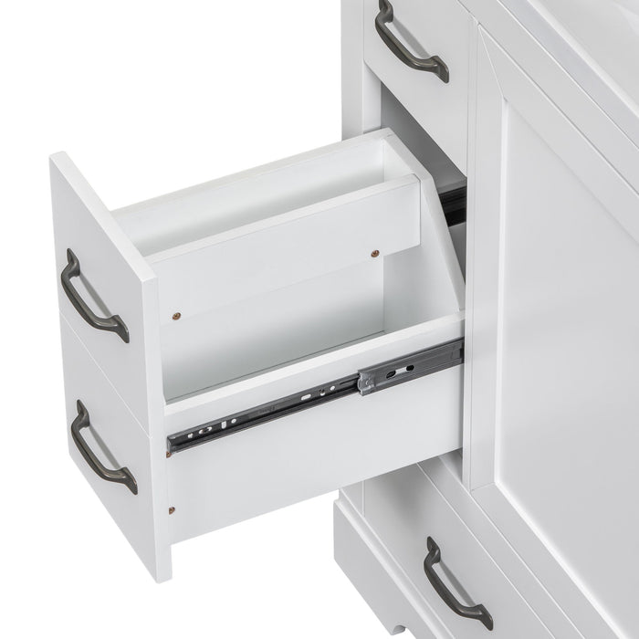 Modern Bathroom Vanity Base Only, 6 Drawer Storage With Adjustable Shelf