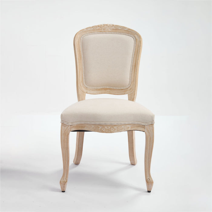 Dining Chairs Upholstered With Fan Shaped Back (Set of 2) - Beige