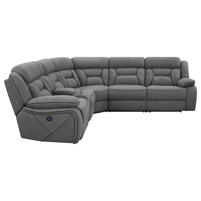 Barton - Upholstered Power Reclining Sectional Sofa - Gray
