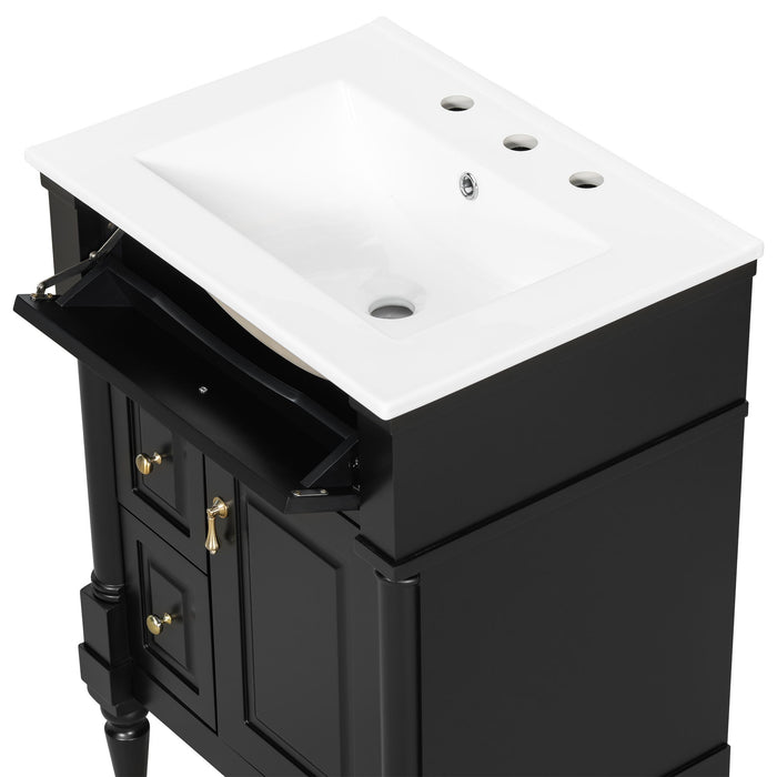 Freestanding Bathroom Vanity With Sink, Adjustable Shelf & Flip Drawer