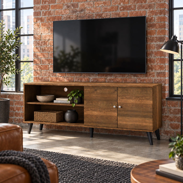 Amidon - TV Stand, With 2 Storage Shelves And 1 Cabinet