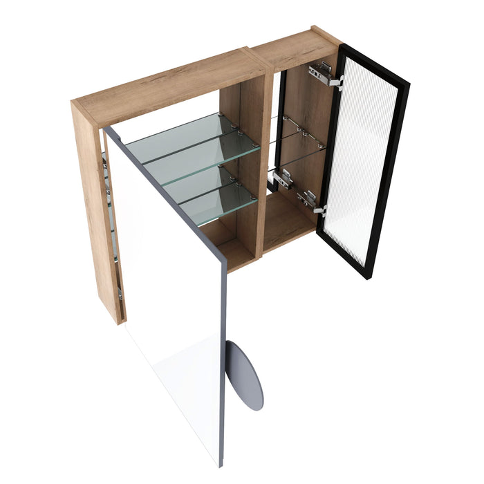 Wall Mounted Bathroom Cabinet & Adjustable Shelves - Imitative Oak