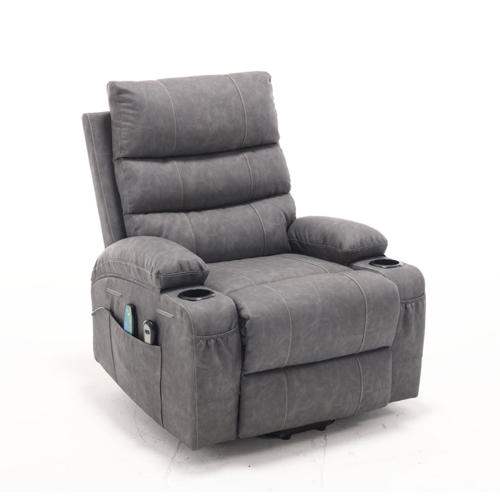 Large Size Electric Power Lift Recliner Chair Sofa With 8 Point Vibration Massage And Lumbar Heat