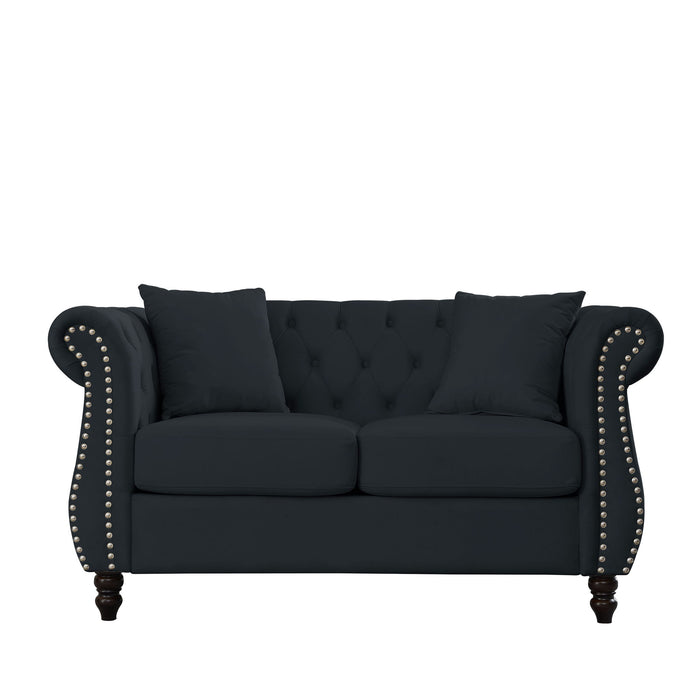 Chesterfield Sofa With Rolled Arms And Nailhead Trim