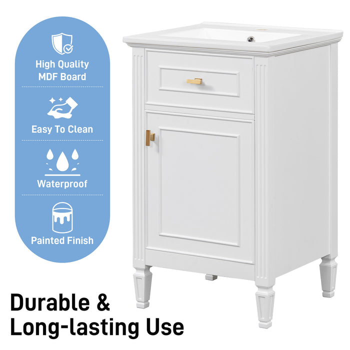 Bathroom Vanity With Sink, Adjustable Shelf, Tilt-Out Drawer