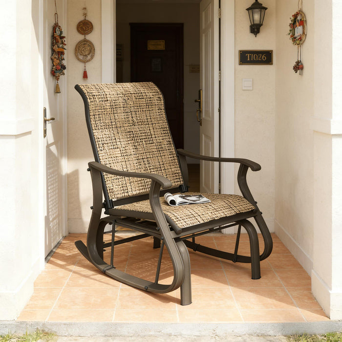 Outdoor Glider Swing Chair With Smooth Motion - Brown / Brown Mix