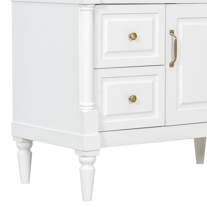 Freestanding Bathroom Vanity With Sink, Adjustable Shelf, Flip Drawer