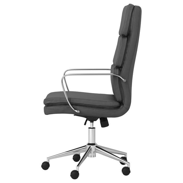 Upholstered Office Chair With Casters With Ergonomic Support And Adjustable Height - Gray