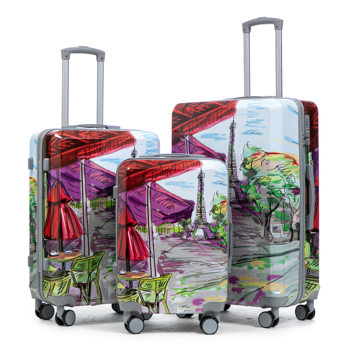 3 Piece Spinner Luggage Set 20" / 24" / 28" With Combination Lock And Silent Wheels - Coffee