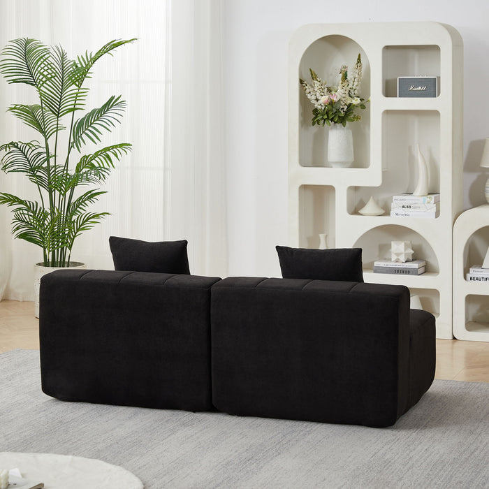 Modular Sectional Sofa With 2 Pillows, Symmetrical Design