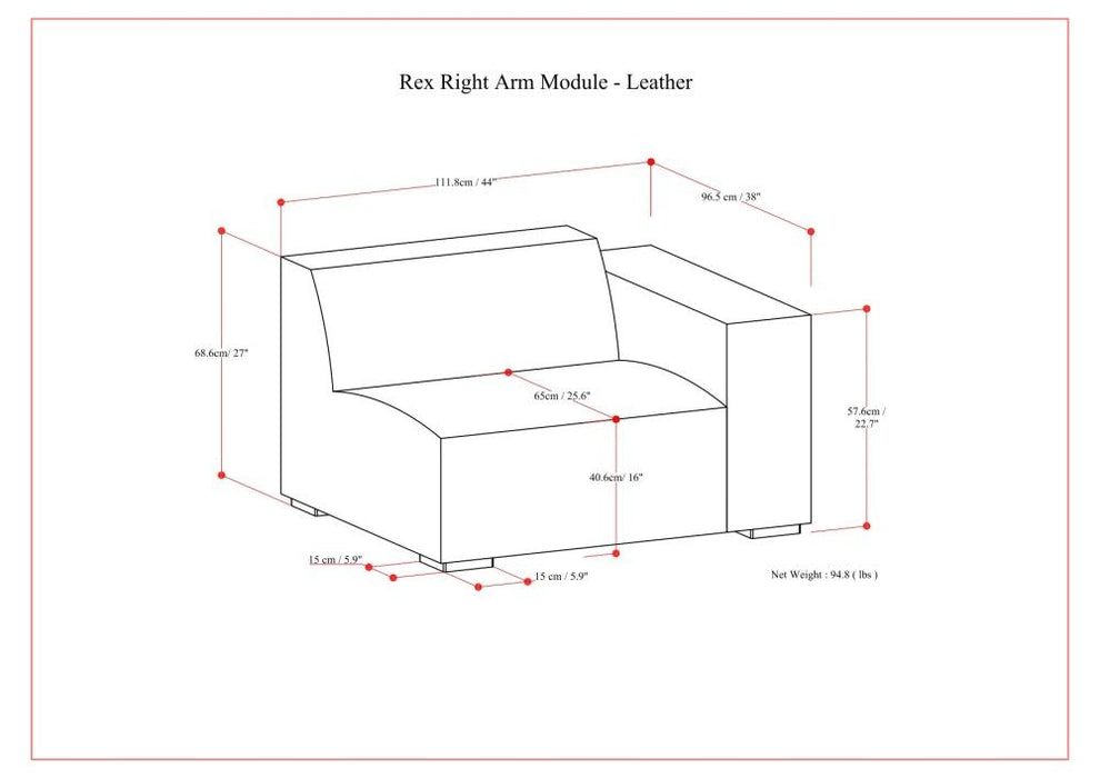 Rex - Right Arm Sofa Module - Sienna