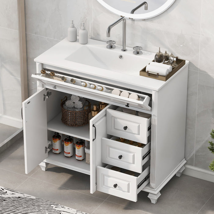 Modern Bathroom Vanity With Sink, 3 Drawers & 2 Doors