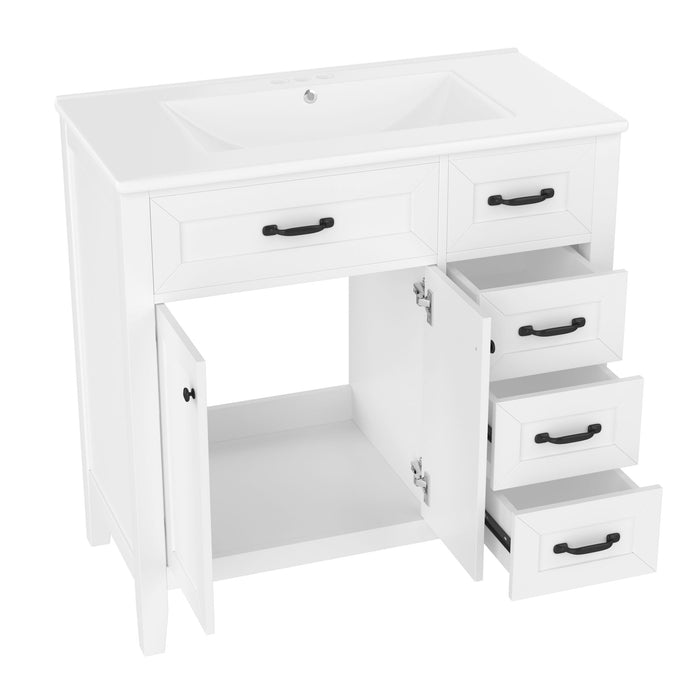 Modern Bathroom Vanity With Sink, Freestanding Design With Drawers And Doors