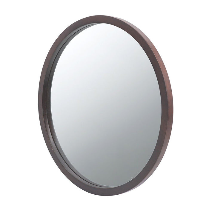 Circle Wall Mirror With Wooden Frame, Wall Mirror For Living Room