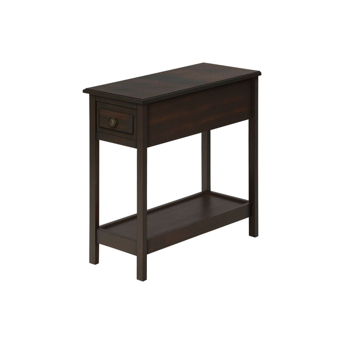 Accent End Table, 2 Tier, Storage Drawer, Transitional - Walnut