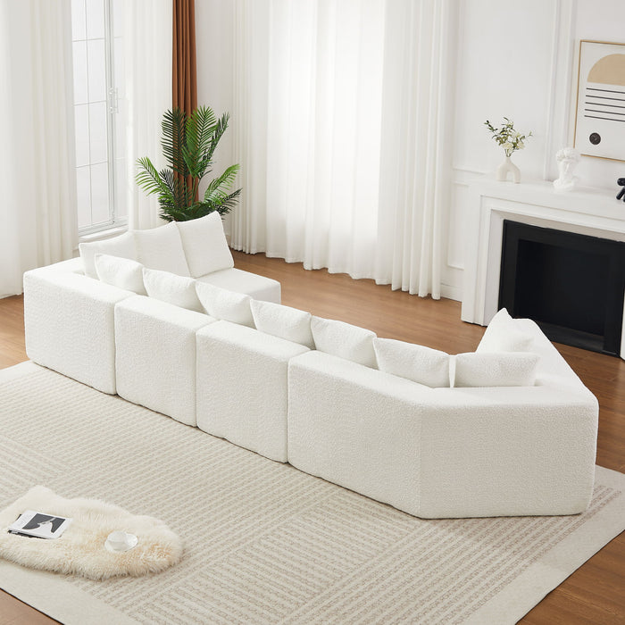 L - Shaped Modular Sofa With Deep Seat And 11 Pillows