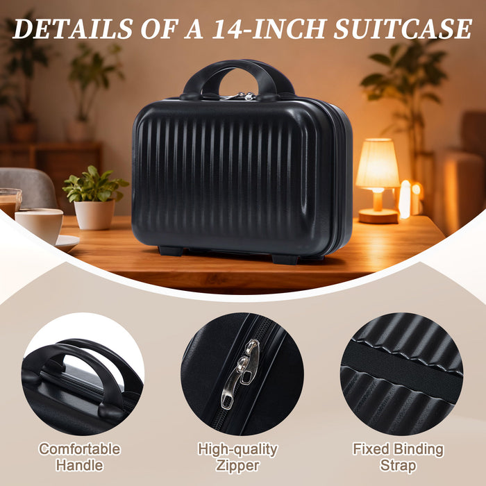Luggage Set With Cosmetic Case, Combination Lock, Front Opening Design