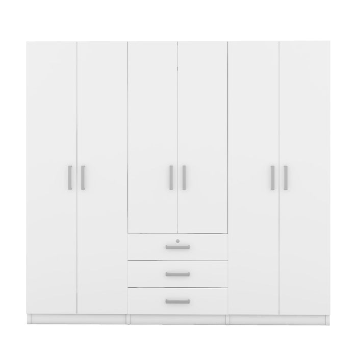 6 Doors Wardrobe Storage For Bedroom, With Big Drawers