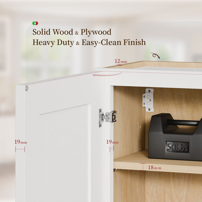 Shaker Wall Cabinet With Soft Close Hinges, Adjustable Shelves, Double Door